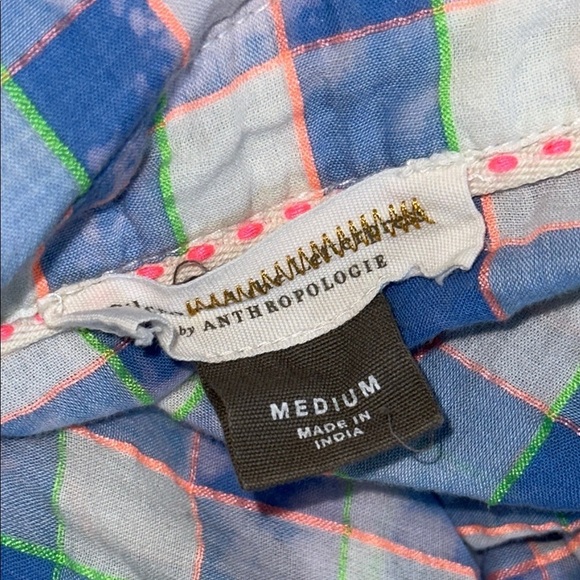 Anthropologie Blue Plaid Long Sleeve Button Down Sz. M - Picture 4 of 7